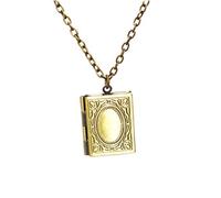 Holibanna Antique Photo Locket Necklace Religious Book Pendant with Picture Frame Memory Souvenir Picture Locket Charm for Women Men