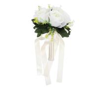 Holibanna Artificial Bridal Flower Bouquet Milk White Simulated Wedding Bouquet Handheld for Bride Bridesmaid Home and Office Decoration Elegant Anniversary Ceremony