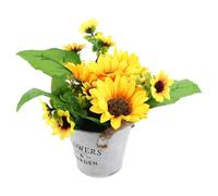 Holibanna Artificial Sunflower No Maintenance with and Iron Pot Rustic Fake Flower Potted Plant Decorative Piece Vintage Floral for Cafes and Patios Table Centrepiece