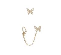 Holibanna Asymmetric Rhinestone Butterfly Ear Cuff Earrings for Women Alloy and Wear-resistant Material Stylish Madam Ear Rings for Parties Weddings Daily Wear Idea