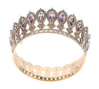 Holibanna Baroque Crown Tiara for Women Rhinestone Crystal Bridal Hair Accessory Light Purple for Weddings Birthdays Prom and Themed Parties Elegant Party Ready Design