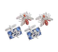 Holibanna Bee Design Rectangular Crystal Cufflinks and Tuxedo Studs Set, Metal Men’s Shirt Accessories for Business Suits and Formal Wear, 2 Pairs