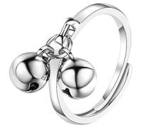 Holibanna Bell Adjustable Ring Cute Adjustable Ring Stylish Copper Open for Women Daily and Parties Unique 2.00X1.70X0.50Cm Flexible Silver Metal