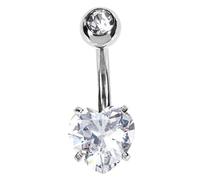 Holibanna Belly Button Ring Navel Ring for Belly Piercing Crafted from Medical-grade Stainless Steel Featuring Four-claw Setting Dual Diamond-cut Cubic Zirconia Stones for Everyday Wear Spec