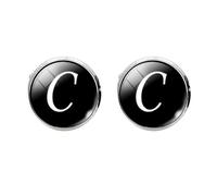 Holibanna Best Man Cufflinks Letter Cufflinks Men Business Suit Shirt Cufflinks Glass Sleeve Button Jewelry for Tuxedo Business Formal Shirts (C Letter Pattern) Men's Cufflinks