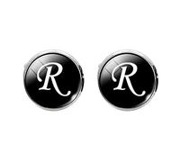 Holibanna Best Man Letter Cufflinks for Men's Business Suit Shirt - Glass Sleeve Button Jewelry for Tuxedo Formal Shirts (R Letter Pattern) Personalised