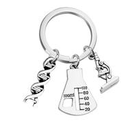 Holibanna Biology Chemistry Keychain with Microscope and DNA Charm Adorable Science Teachers and Forensic Science Lovers Durable Key Ring Accessory for Women