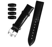 Holibanna Black 20Mm Leather Watch Strap Genuine Material with 4 Leather Loops Quick Release Adjustable Band for Men and Women Suitable for Work and Leisure