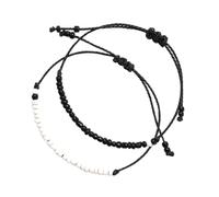 Holibanna Black and White Beaded Friendship Bracelets Woven String Matching Cord Bracelets for Couples Skin-friendly Pull Knot Design Stylish Accessories for Women and Men