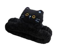 Holibanna Black Cat Spa Headband for Washing Face, Flannel Makeup Hair Band with Non-Slip Elastic, Soft Facial Head Wrap for Women and