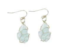 Holibanna Bohemia Natural Crystal Earrings for Women Elegant Green Fluorite Stone Dangle Ear Accessories Copper Wire Handmade Jewelry for Birthday Wedding Party Wear