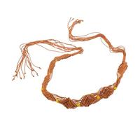 Holibanna Bohemian Hand-woven Rope Waist Belt with Wood Beads for Women Soft Braided Boho Waistband for Dresses and Jeans Retro Macrame Fashion Accessory for Comfortable All-day Wear