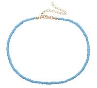 Holibanna Boho Choker Necklace Chain Bead Necklace Tiny Beaded Choker Jewelry for Women and Girls (Blue)