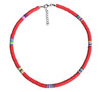 Boho Choker Necklace Polymer Clay Choker Beach Party Necklace for Women Jewelry (Red 6mm)
