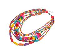 Holibanna Boho Colorful Beaded Necklace African Rainbow Chunky Multi-strand Pendant Necklace for Women Party and Everyday Wear