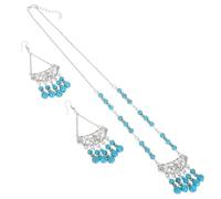 Holibanna Boho Ethnic Jewelry Set for Women Pendant Necklace Dangle Earrings with Vintage Tassel Accents Stylish Ensemble for Festival Parties