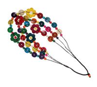 Holibanna Boho Summer Necklace for Women, Vintage Weaving Coconut Shell Necklace Floral Design, Multi Beaded Jewelry for Girls and Ladies Party Accessory