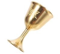 Holibanna Brass Pentagram Altar Goblet with High Stem Copper Wine Cup for Rituals and Worship Versatile Medieval Communion Chalice Stable Design for Decorative and Practical Use