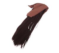 Holibanna Brown Pirate Wig with Headscarf Set for Captain Cosplay Costume Natural Brown Hairpiece for Halloween Parties Comfortable Lightweight Accessory for Role Play and Themed Events