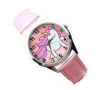 Holibanna Cartoon Watch Ordinary Glass Mirror Imitation Leather Strap with Alloy Case Pink Colour, Precise Timekeeping Comfortable Boys and Girls Student Watch for Children and Students