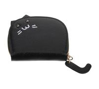 Holibanna Cat Coin Purse for Women, Multi-Compartment Small Card Wallet, Zip Around Change Purse, Travel Money Organizer, Black Cute Cat Card Holder