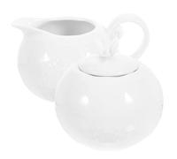 Holibanna Ceramic Milk Jug and Sugar Canister Set in White, European Style with Creative Design, Excellent Decoration for Kitchen and Afternoon Tea
