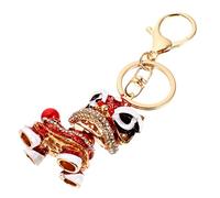 Holibanna Chinese Style Rhinestone Lion Keychain Pendant for Bags and Keys Unique Car Accessory Rotating Design Women and Boys and Girls