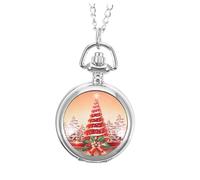 Holibanna Christmas Pocket Watch Vintage Hanging Watch 1 Pc Xmas Tree Pattern Metal Silver Ceramics Stocking Stuffer Men Portable