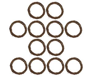 Holibanna Christmas Rattan Wreath 10Cm Diy Vine Branches Natural Grapevine Craft Wicker Hoop for Door Window Decoration 10 Pieces