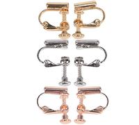 Holibanna Clip on Earring Converter 3 Pairs Earring Clamp Adaptors with Easy Open Screw Back for Non Piercing Ears and DIY Jewellery Making