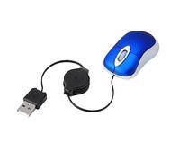 Holibanna Compact Wired Usb Optical Mouse for Laptop, Small Mute Design Flexible Telescopic Cable, Blue Color Suitable for Travel and Office Use