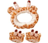 Holibanna Creative Giraffe Headband and Wristband Set Washing Face Plush Material for Spa and Applying Facial Mask, Preventing Water from Flowing down Arms and Fixing Hair, Adorable Animal