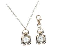 Holibanna Creative Robot Pocket Watch Keychain Set with Chain and Pendant Vintage Clock Pendant Key Ring for Men Retro Robot-Shaped Chain Watches Suitable for Daily Use