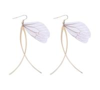 Holibanna Creative Thin Wing Earrings Retro Long Dangle Lightweight Pearled Decorative Earrings for Fashion Personality