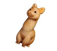 Holibanna Creative Wooden Alpaca Figurine Hand Carved Miniature Animal Ornament for Home Office Desk Decor Unique Wood Craft Animal Sculpture