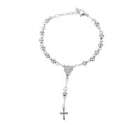 Holibanna Cross Jesus Bracelet Retro Wrist Chain Rosary Bead Jewelry for Faith and for Commemorative Events and Celebrations