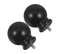 Holibanna Curtain Rod End Caps and Finials Ball Head Design Black Plastic Decorative Window Drapery Rod Accessories 2pcs Set for Home Curtains