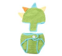 Holibanna Delicate Green Woolen Yarn Baby Dinosaur Clothes for Newborn Photoshoot Props, Dinosaur Shaped Knitted Outfit for Birthday or 100 Days Photography Style
