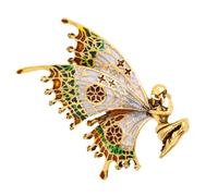 Holibanna Delicate Rhinestone Alloy Brooch Pin with Butterfly Wings Design, Elegant Vintage Style Clothing Accessory for Ladies, Decorative Gift for Coats and Jackets