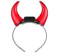 Holibanna Devil Horns Headband LED Light Up Hairband Red Demon Horns Head Boppers Fancy Evil Witch Costume Headwear for Cosplay Christmas New Year Dress Up Party Hairband