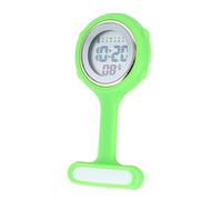 Holibanna Digital Silicon Nurse Fob Watch Glow-in-The-Dark Display, Silent Nursing Pocket Watch Safety Pin Clip for Students and Medical Staff, Green