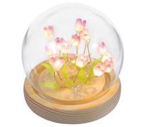 Holibanna DIY Tulip Night Light Kit with Decorative Flower Design, Gentle Light Colour, Glass and Wood Materials, for Bedroom Atmosphere and Creative Home Décor