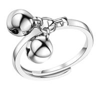 Holibanna Double Bell Ring Bell Finger Adjustable Ring Unique Copper for Women 0.79x0.67x0.20in