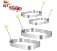 Holibanna Egg Ring Mold Creative Stainless Steel 4pcs Rectangular with Handle Easy Cleaning Egg Form Pancake Maker for Baking and Breakfast