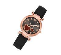 Holibanna Elegant Black Lady Wrist Watch with Quartz Movement and Imitation Leather Strap, Stylish Heart Decoration, Precise Timing, Easy to Wear, for Most Occasions and A Gift for Your