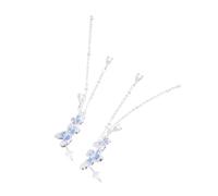 Holibanna Elegant Butterfly Flower Zircon Drop Earrings for Women Long Chain Tassel Dangle Jewelry with High Grade Crystal Sparkle Versatile Wedding and Party Accessory