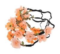 Holibanna Elegant Gauze Flower Headbands with Circumference 52-58cm 4 Pcs Unique Matching Orange Floral Hair Accessories for Women and Brides for Weddings and Travel for Weddings and Travel