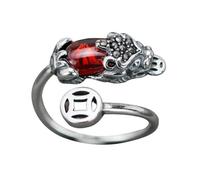 Holibanna Elegant Red Crystal Open Nail Decorative Ring for Women Comfortable Finger Jewelry Unique Fortune Feng Shui Design for Parties and Daily Wear