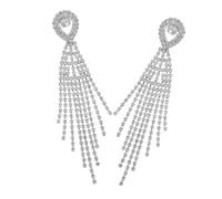 Holibanna Elegant Rhinestone Tassel Earrings for Women Lightweight Long Dangle Jewelry with Shimmering Crystal Finish Statement Sparkly Drop Earrings for Party and Special Occasions