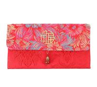 Holibanna Embroidered Red Packet Bag with Fortune Character, Portable Fabric Change Bag for Wedding Money, Practical Storage Pouch in Flame Red